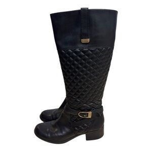 Bandolino Blushe Black Quilted Leather Knee-High Riding Boots Women’s 8